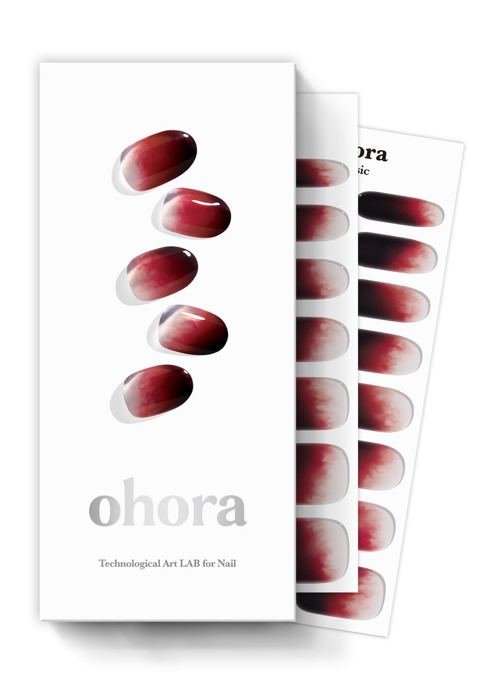 ohora semi cured gel nail strips N Blood Drop ombre pack offers bold red gradient for salon-quality at-home wear