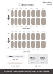 ohora nail strips tool kit including prep pads and file close-up