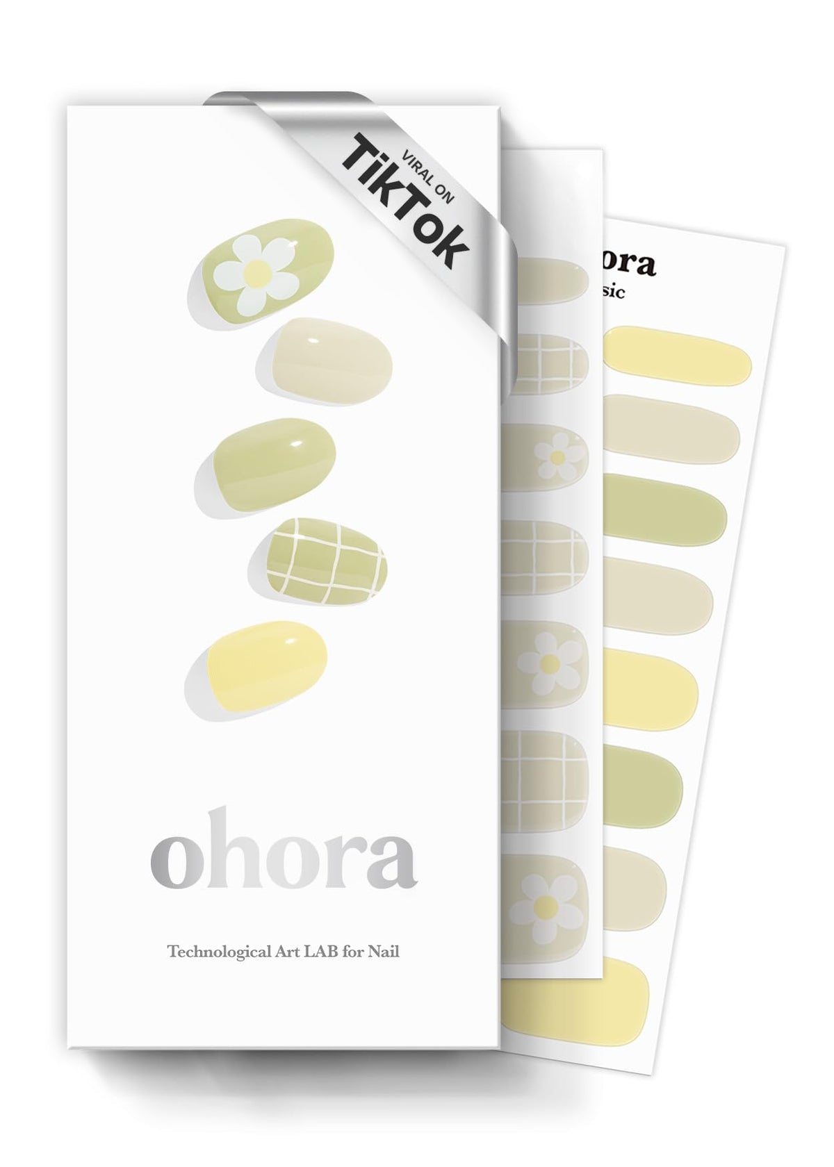 ohora nolivia green patterned wraps offer stylish at-home manicures with quick, easy application.