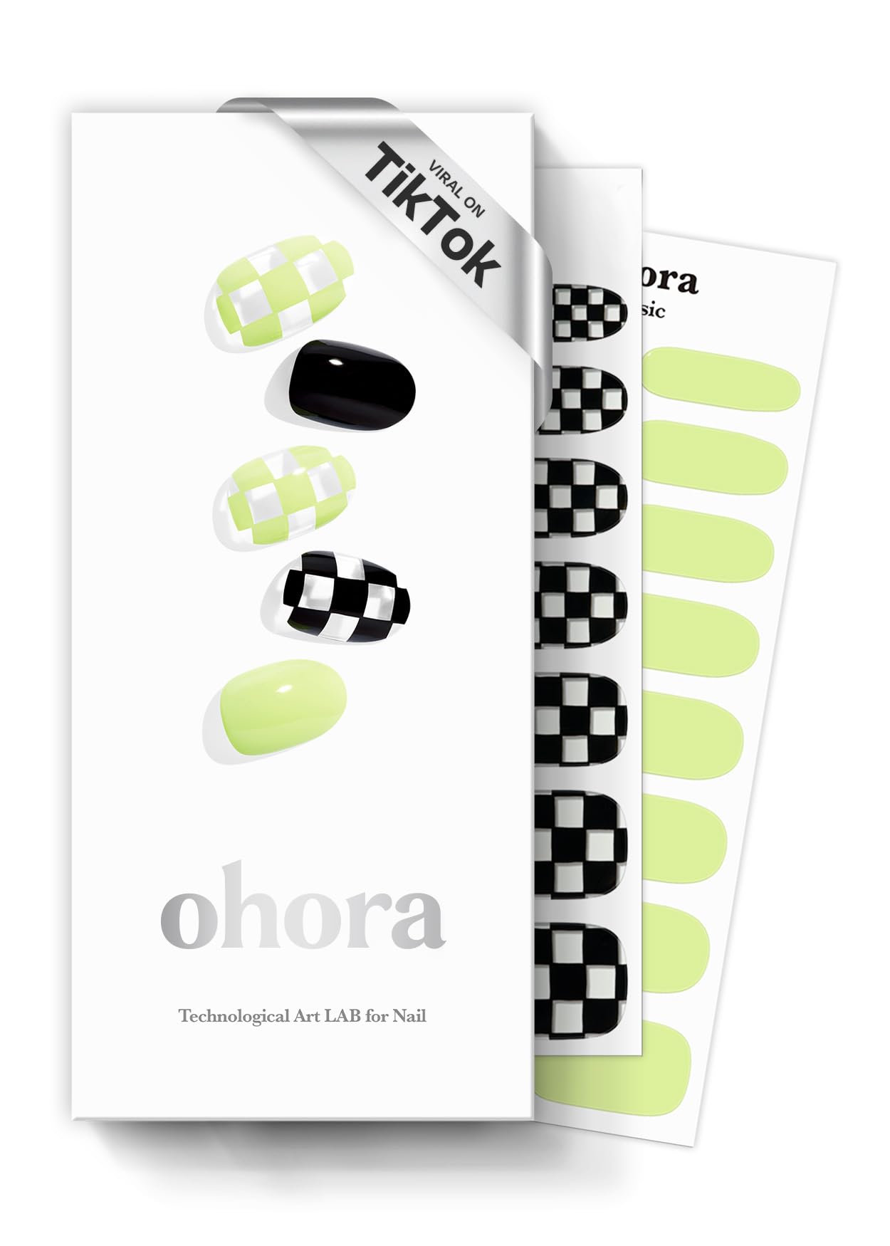 Ohora N Racer green pattern close-up shows vibrant wrap design for quick at-home glam.