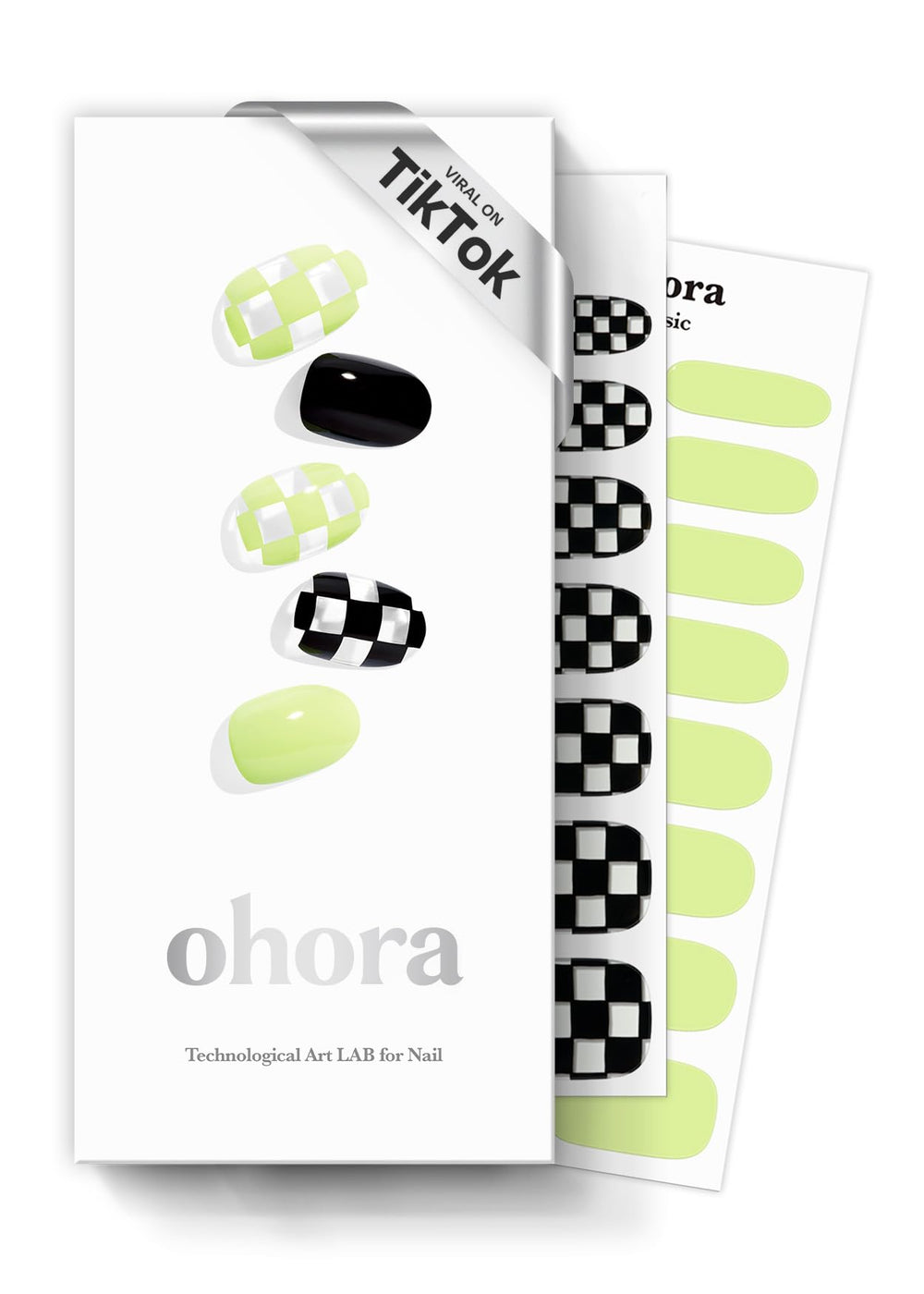 Ohora N Racer green pattern close-up shows vibrant wrap design for quick at-home glam.