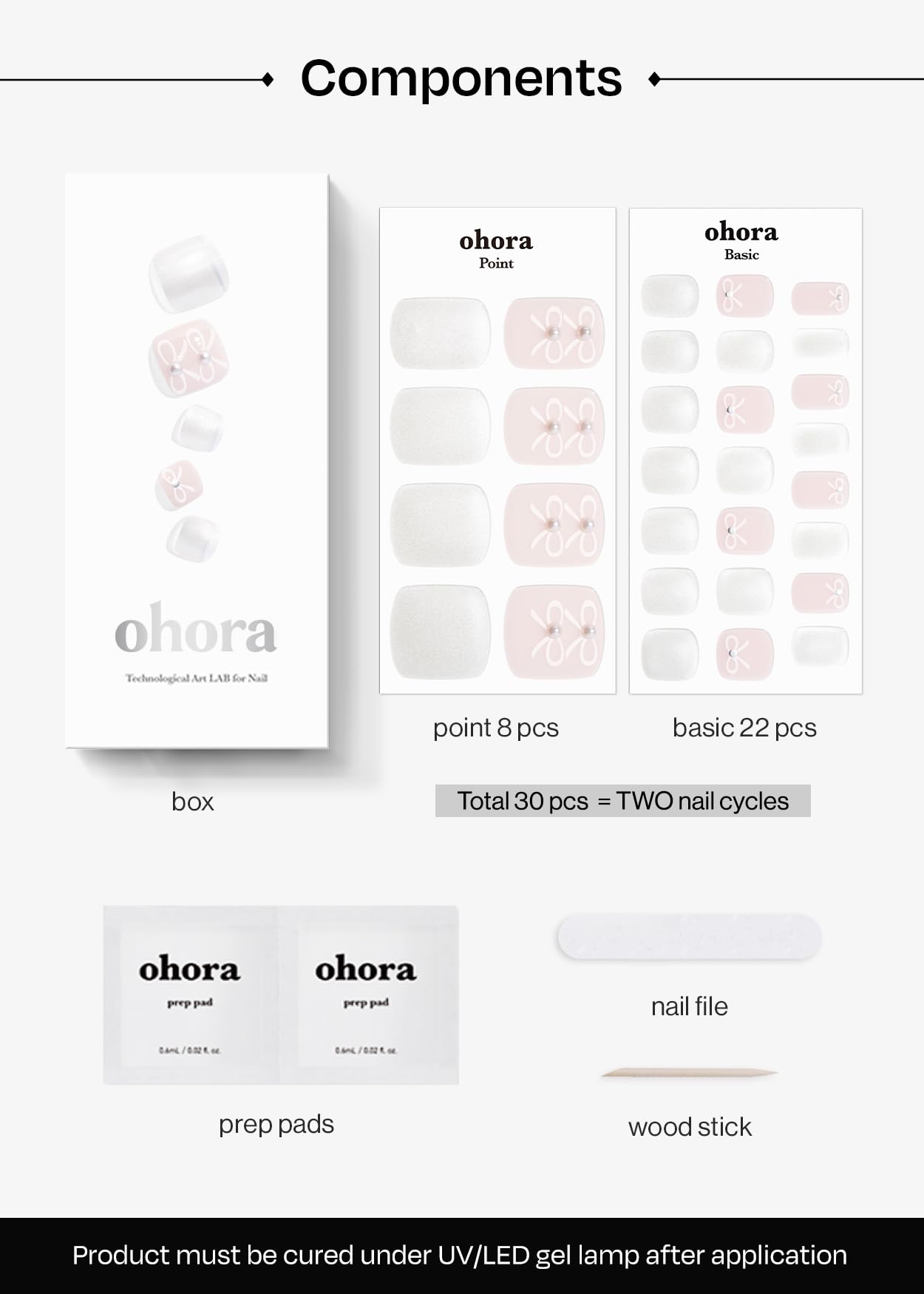 ohora Semi Cured Gel Pedi Strips P Lily wooden stick included