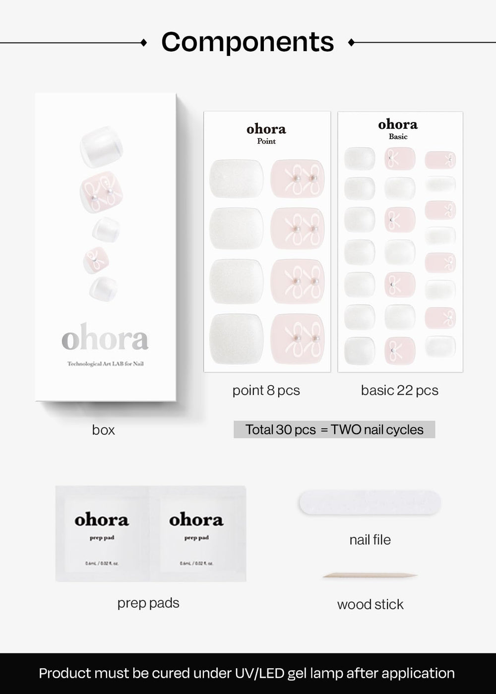 ohora Semi Cured Gel Pedi Strips P Lily wooden stick included