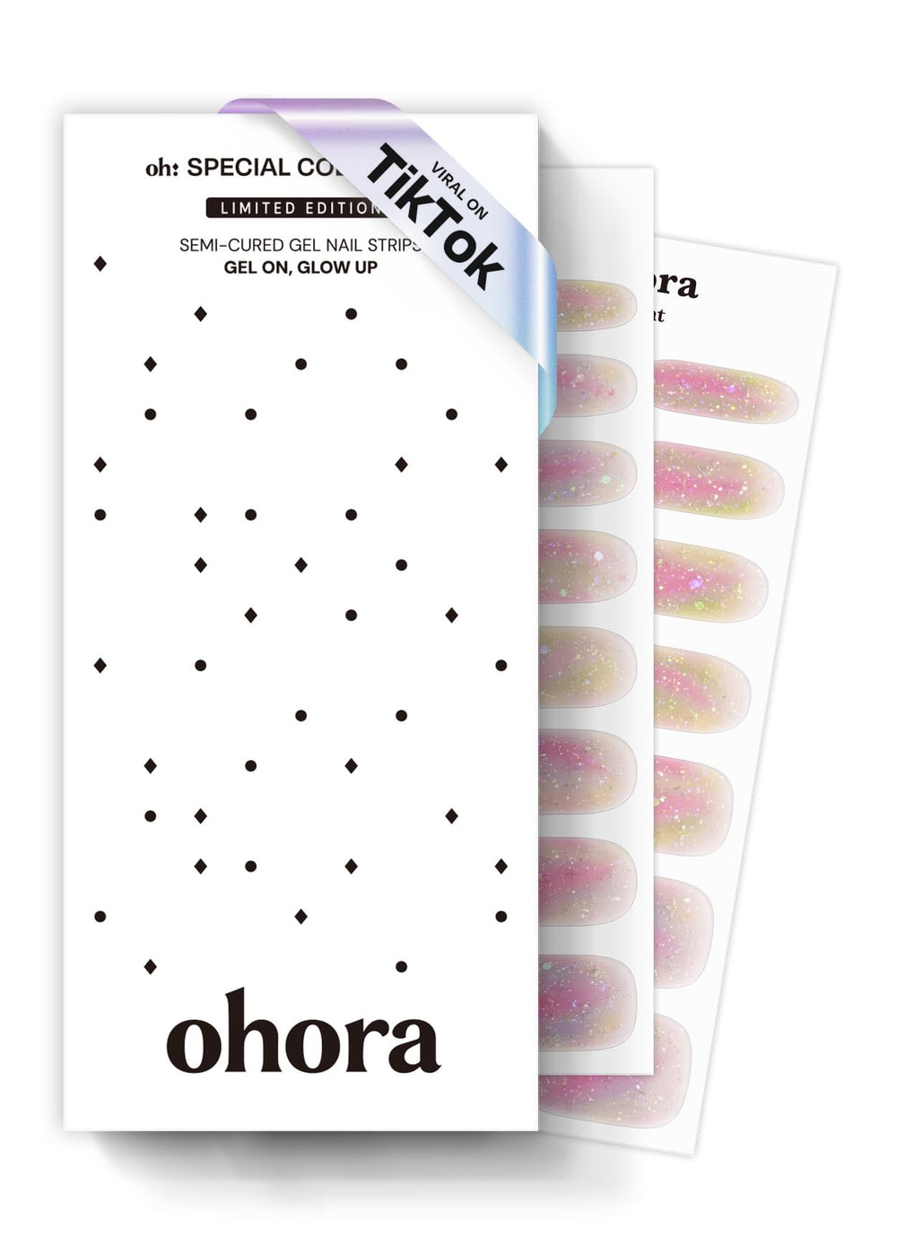 ohora Rainbow Bomb wraps close-up shows glossy rainbow ombre finish for instant salon-ready nails