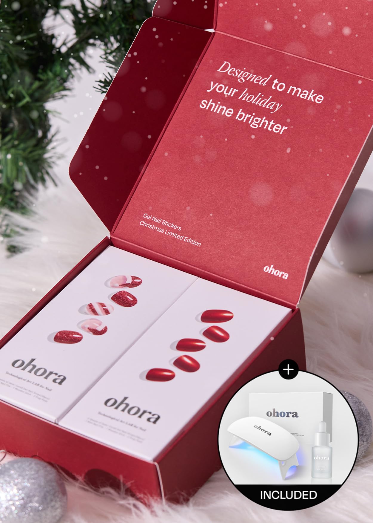 ohora Red Chrome nail strip close-up with glossy salon-like shine.