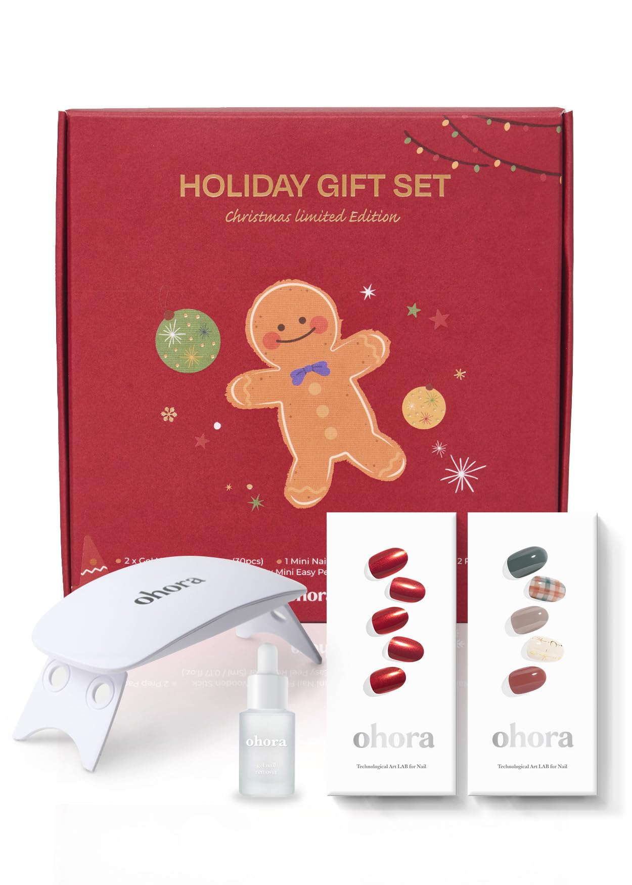 ohora semi cured gel nail strips Christmas set box for quick home manicures