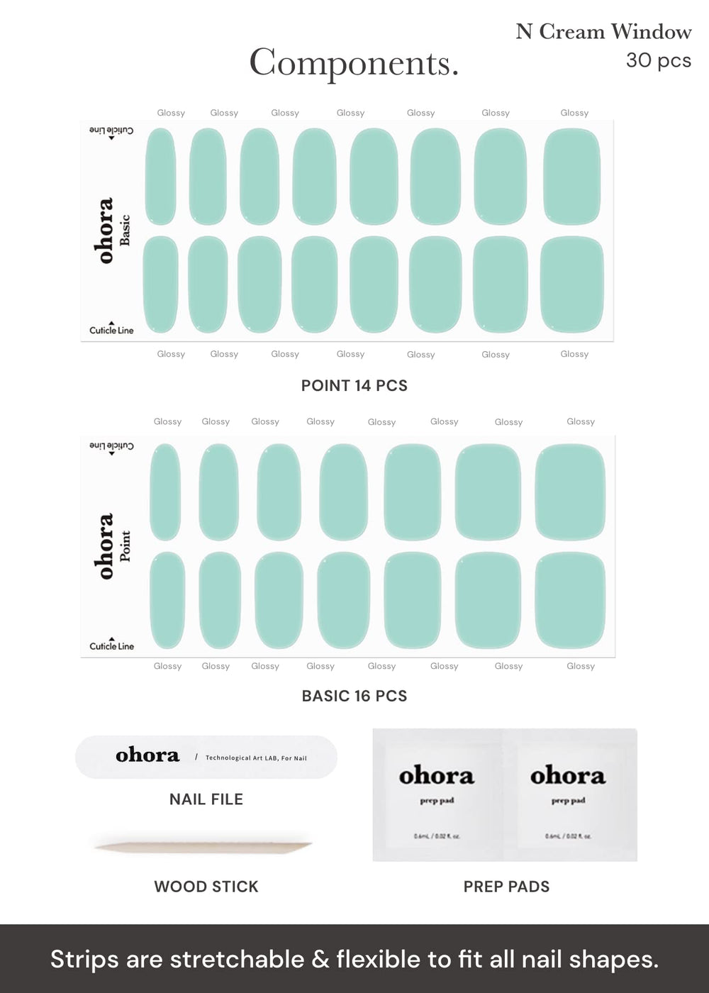 ohora semi-cured gel nail strips cream window at-home-use setup