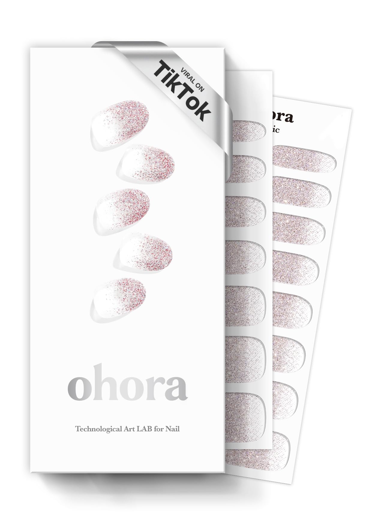 ohora semi cured gel nail strips nude close-up showing natural, smooth nails