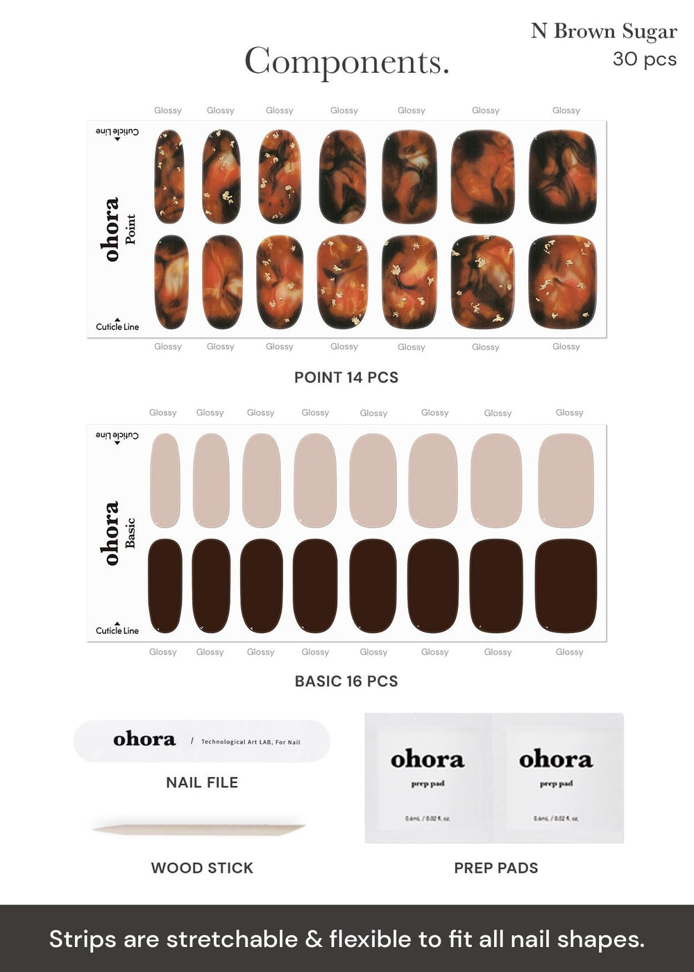 ohora brown sugar design swatch on natural nails with edge to edge coverage