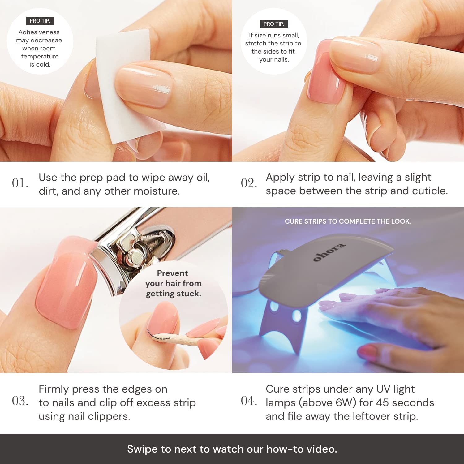 ohora semi cured gel nail strips n checkers nail file included for smooth shaping