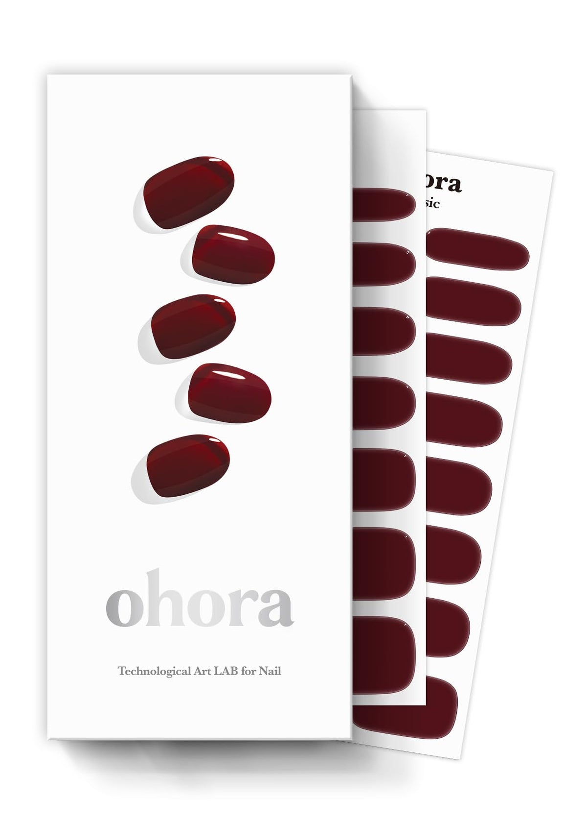 ohora semi cured gel nail strips N Classic Burgundy box shows easy at home manicure option
