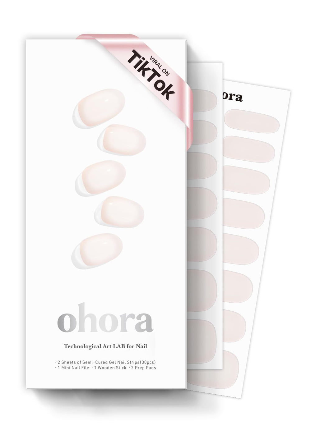 ohora semi cured gel nail strips coconut jelly packaging for salon-quality results at home