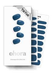 ohora semi cured gel nail strips in N Cream Indigo box, ready for quick salon-quality nails