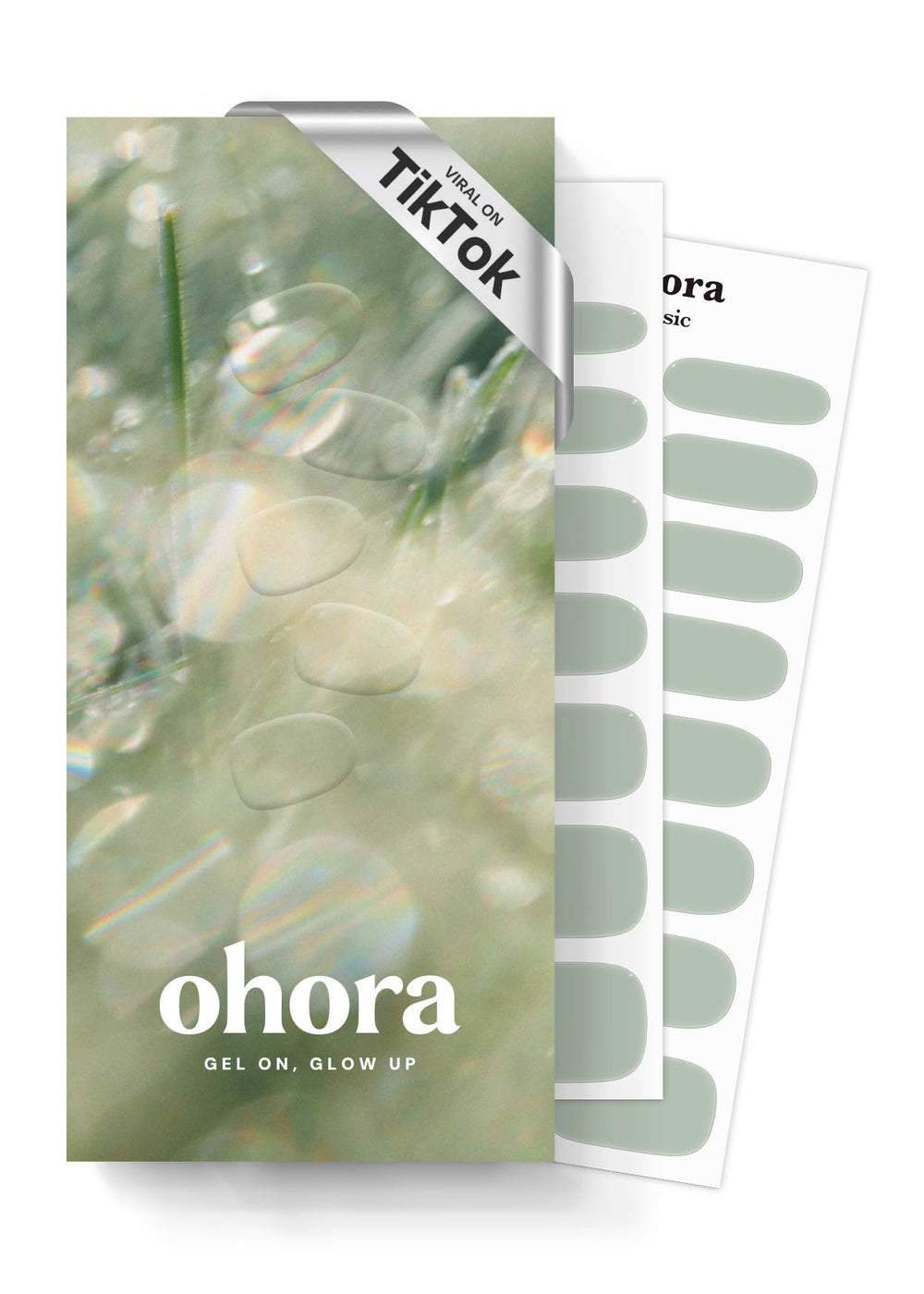 ohora Semi Cured Gel Nail Strips N Dewy Mint pack showcases easy at-home salon-quality nails