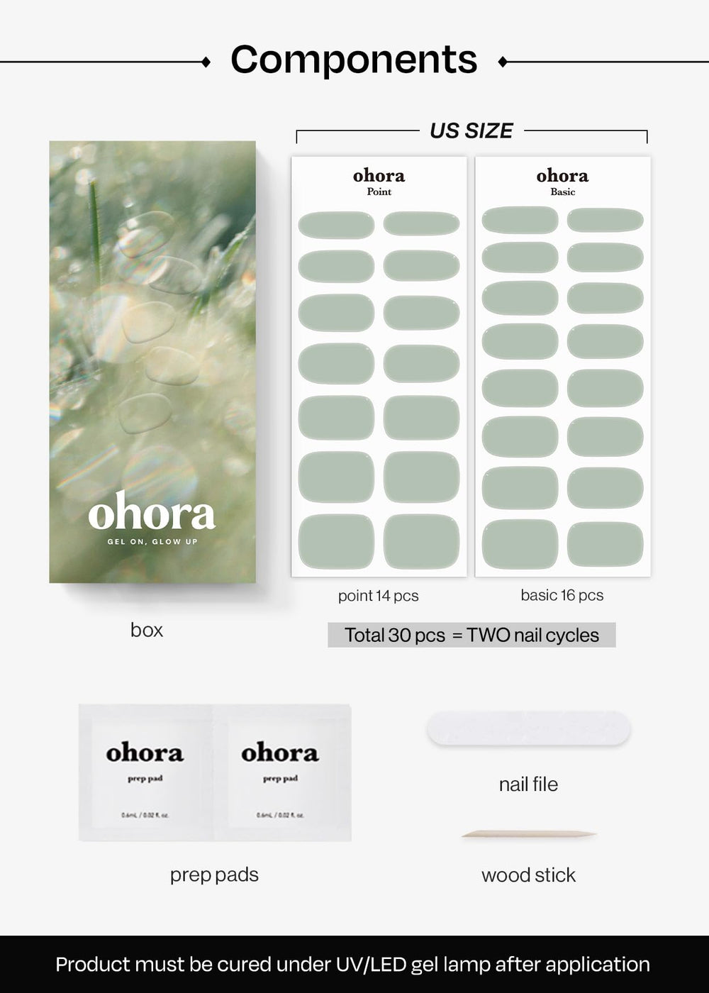 ohora Semi Cured Gel Nail Strips N Dewy Mint remove illustrates easy peel-off without damage