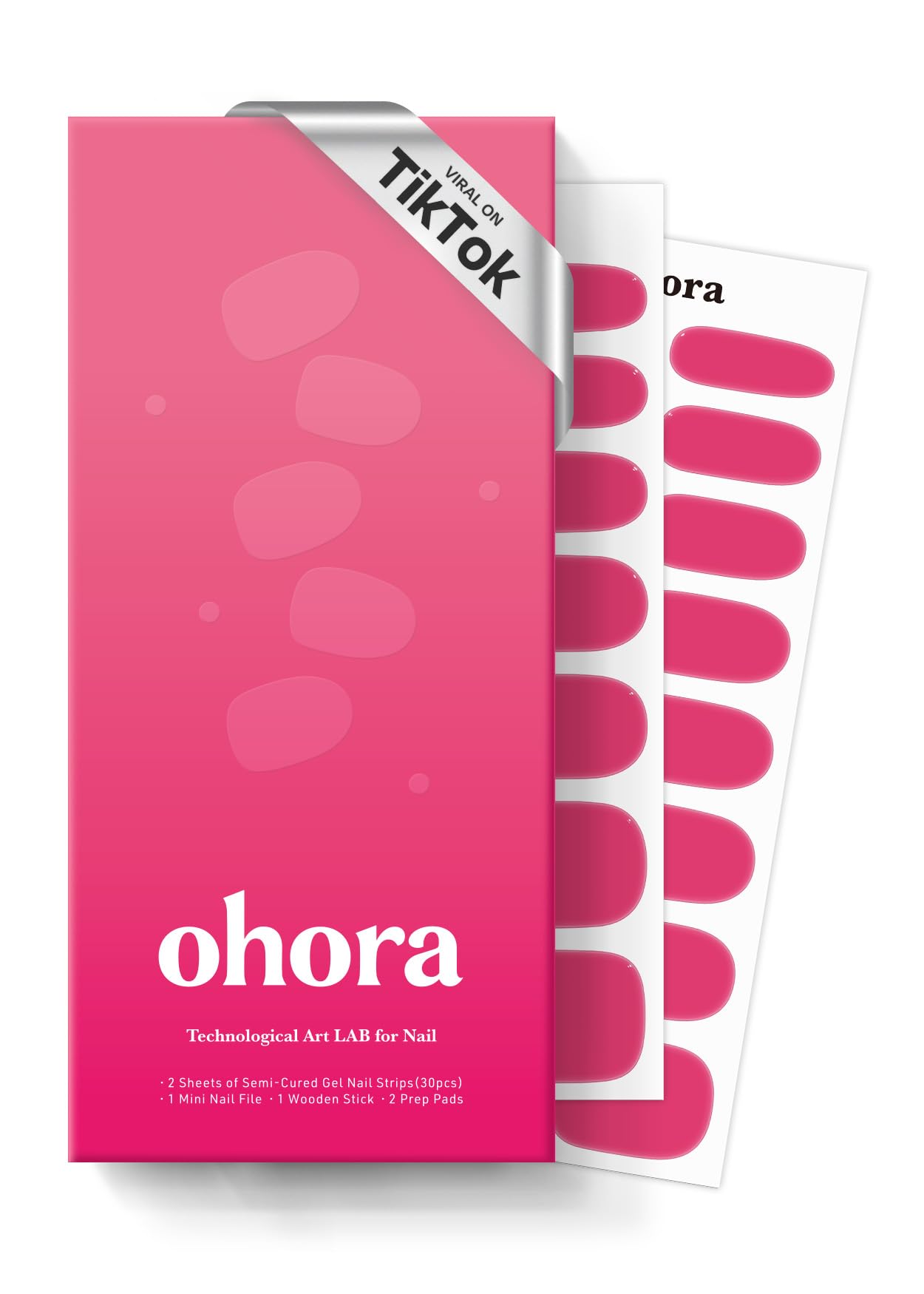 ohora semi cured gel nail strips It's That Pink box showcases salon-grade at-home manicure prep