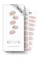 ohora semi cured gel nail strips pink mermaid hologram packaging for easy home manicures