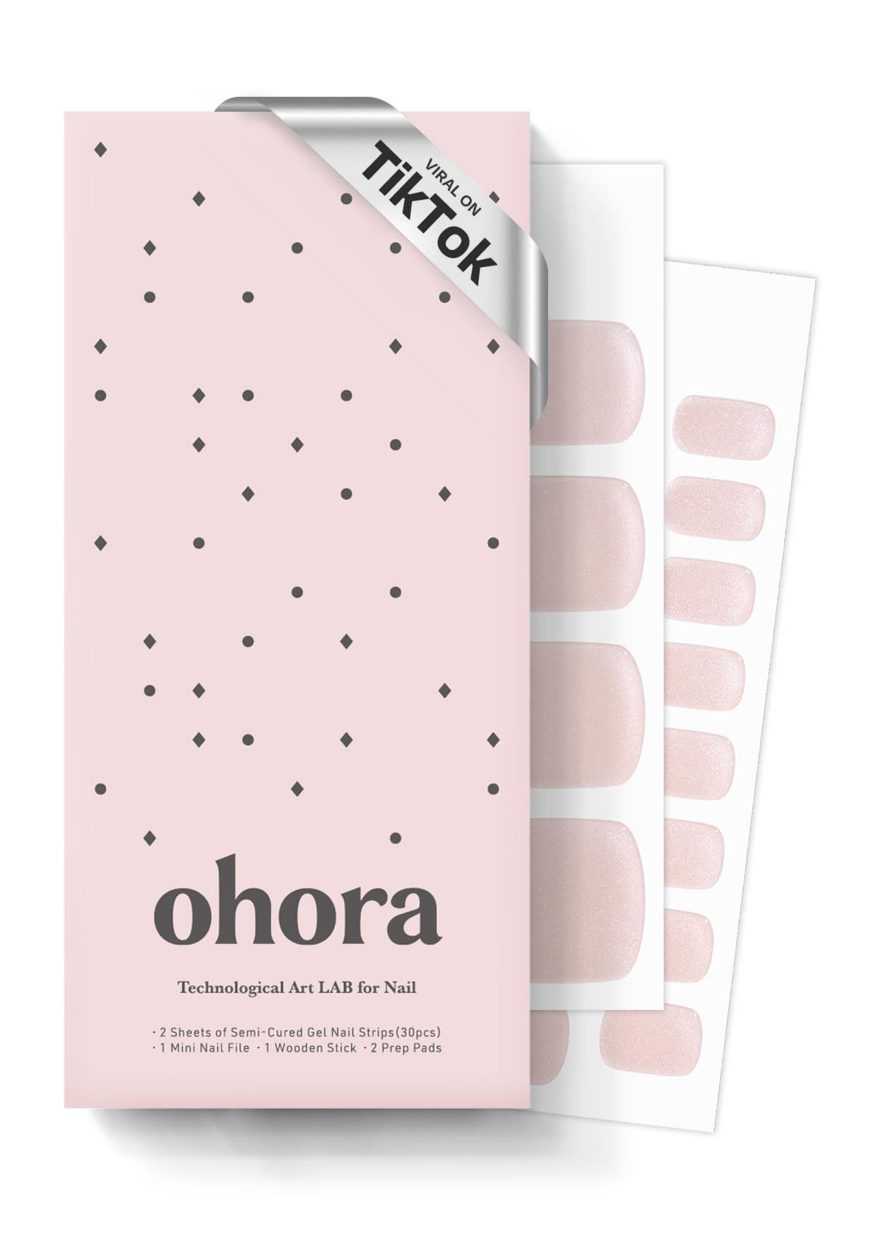 ohora Semi Cured Gel Pedi Strips glassy finish pack for at-home salon-quality nails