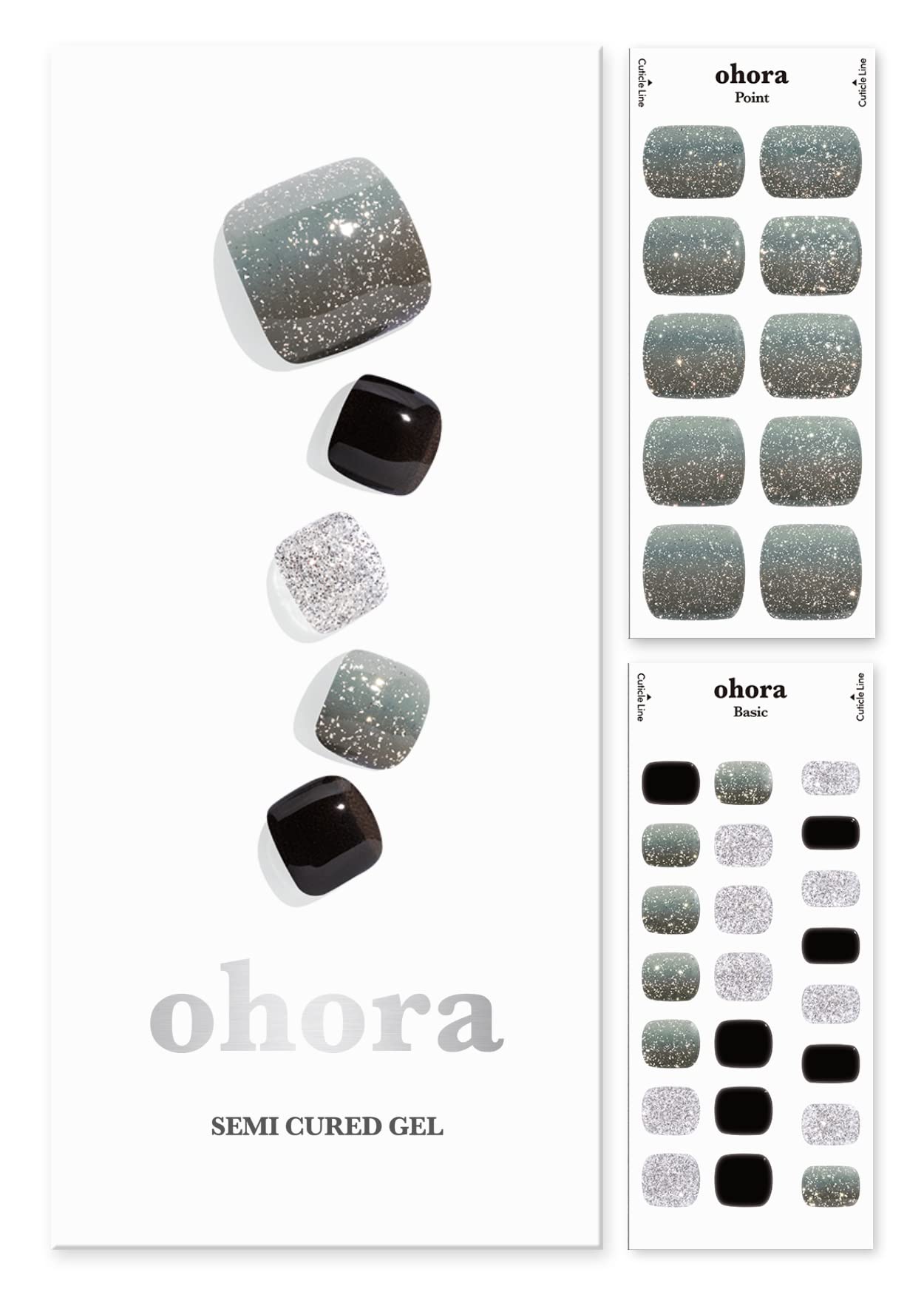 ohora semi cured gel pedi strips p caviar box shows complete kit for quick at-home pedis