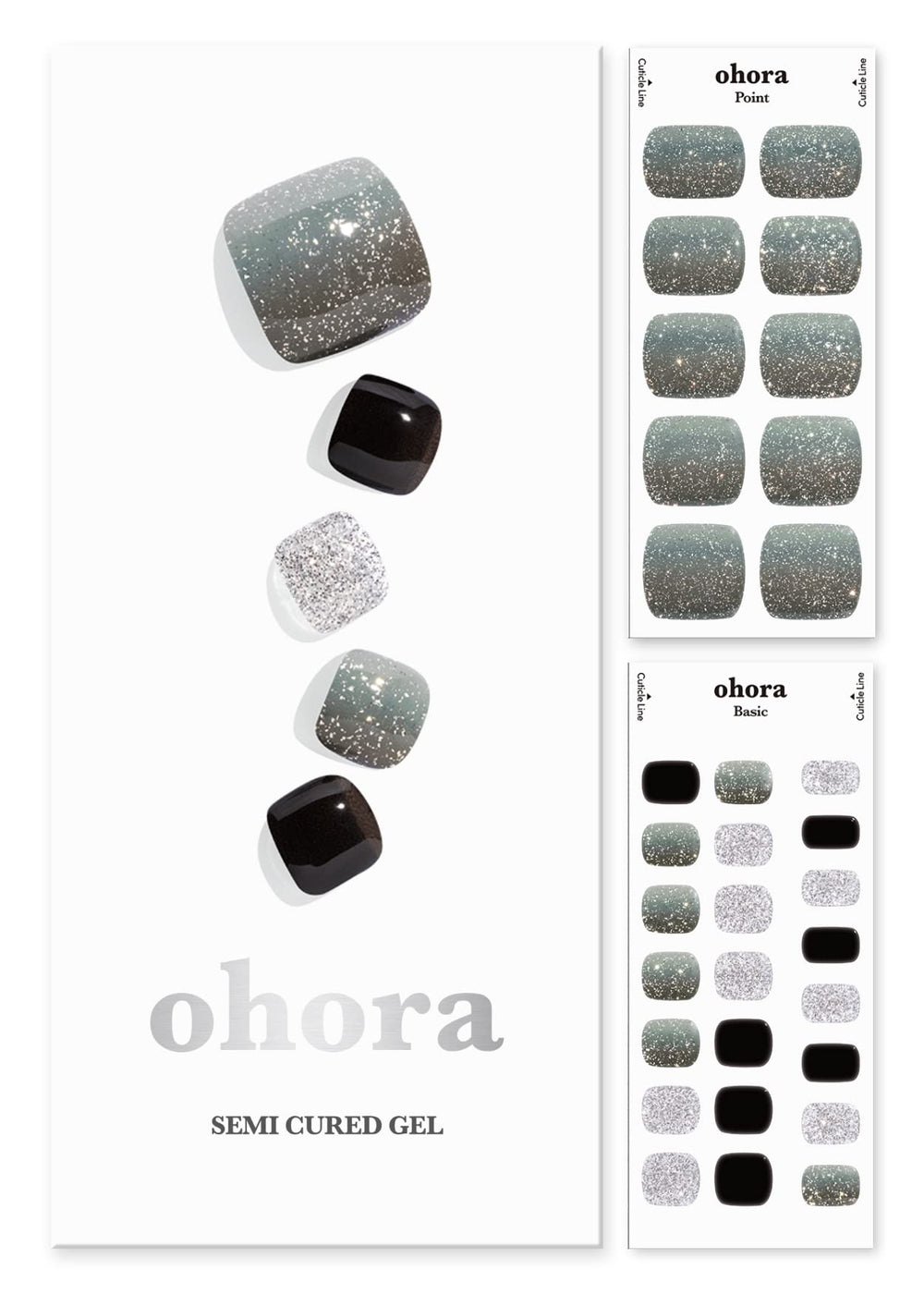 ohora semi cured gel pedi strips p caviar box shows complete kit for quick at-home pedis