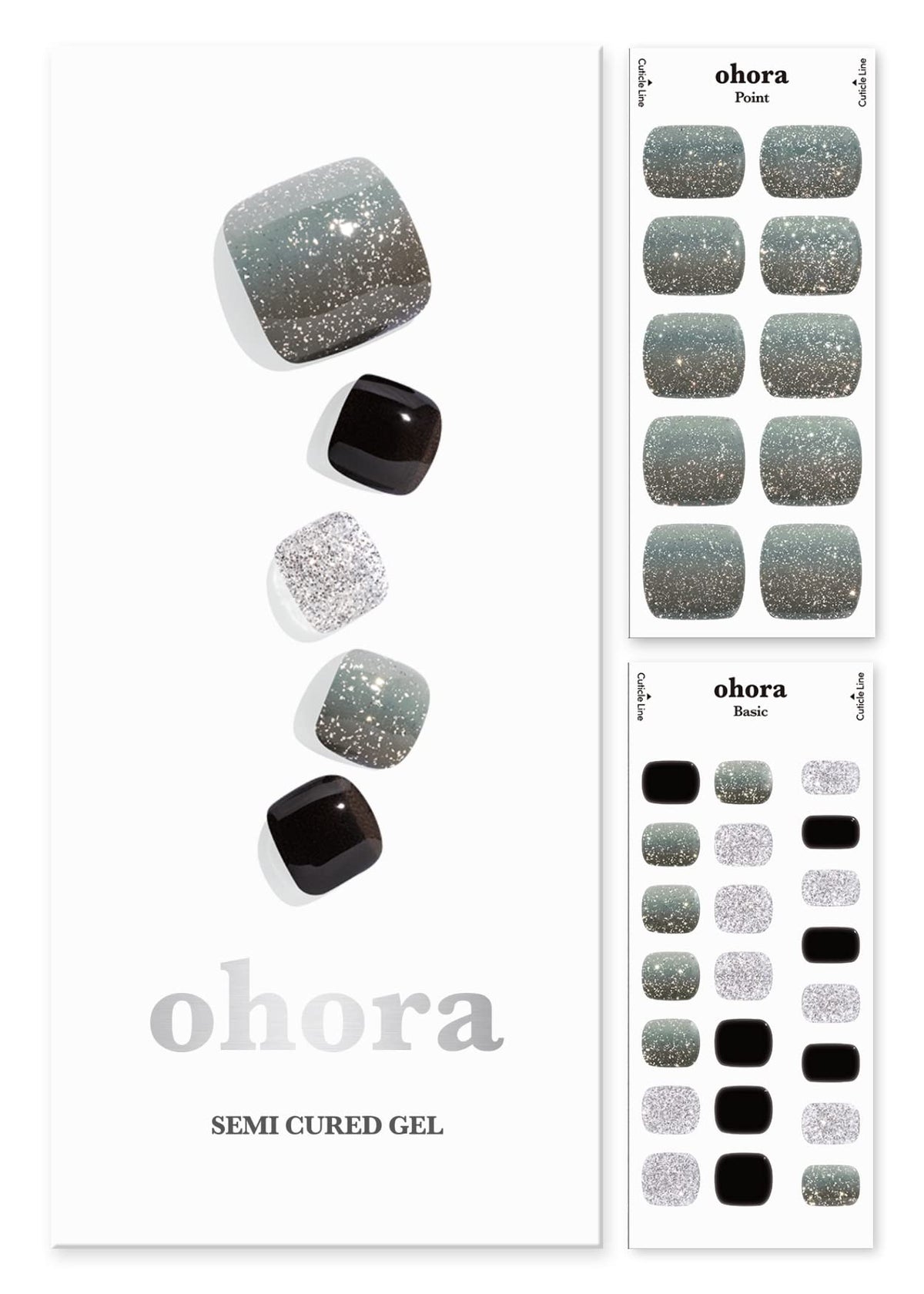 ohora semi cured gel pedi strips p caviar box shows complete kit for quick at-home pedis
