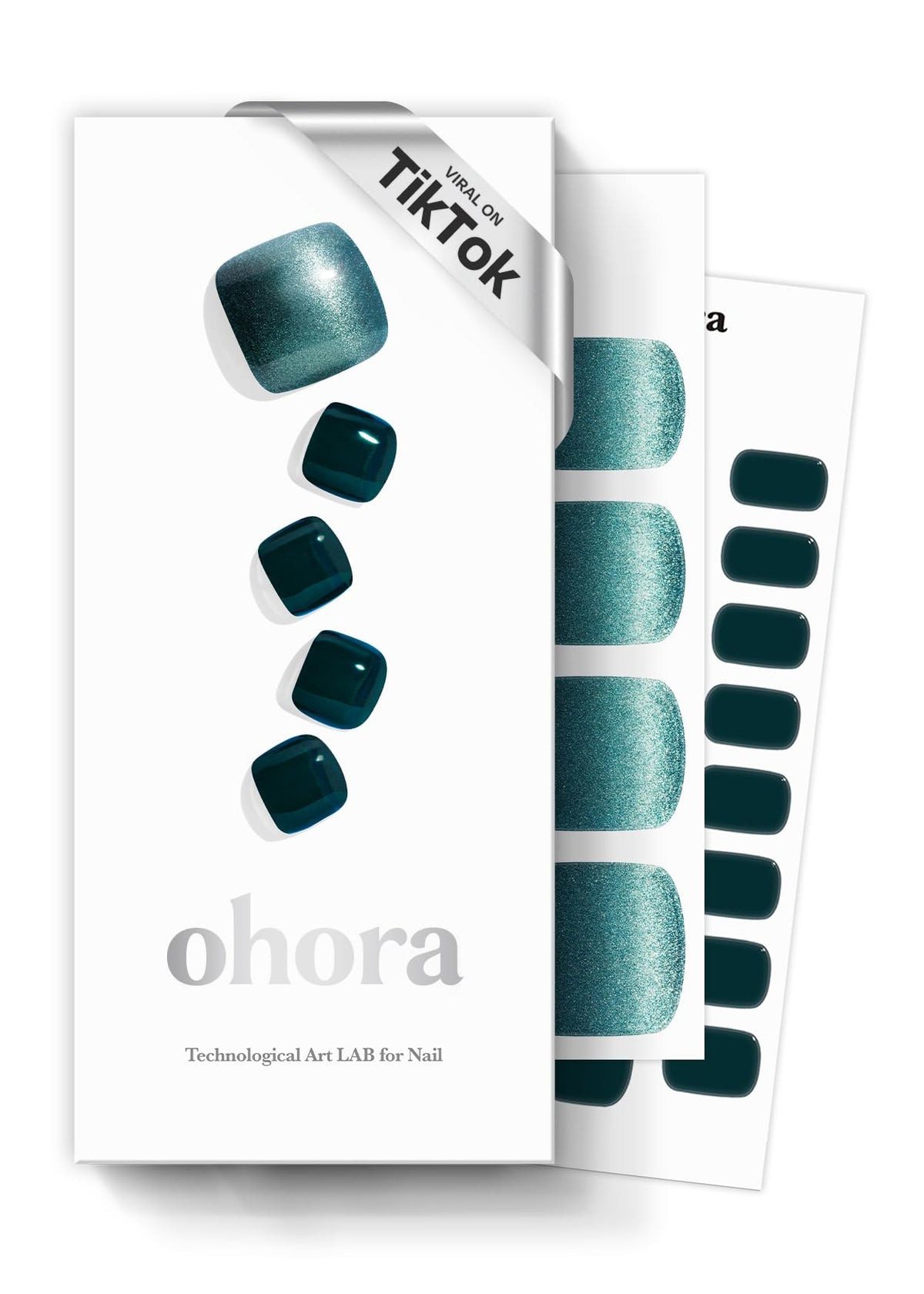 ohora semi-cured gel pedi strips p cressida green glitter packaging for at-home nails