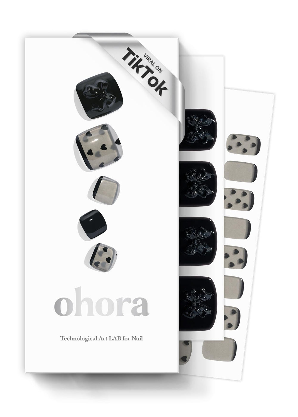 ohora semi-cured gel pedi strips p heart lace pack for at-home pedicure.