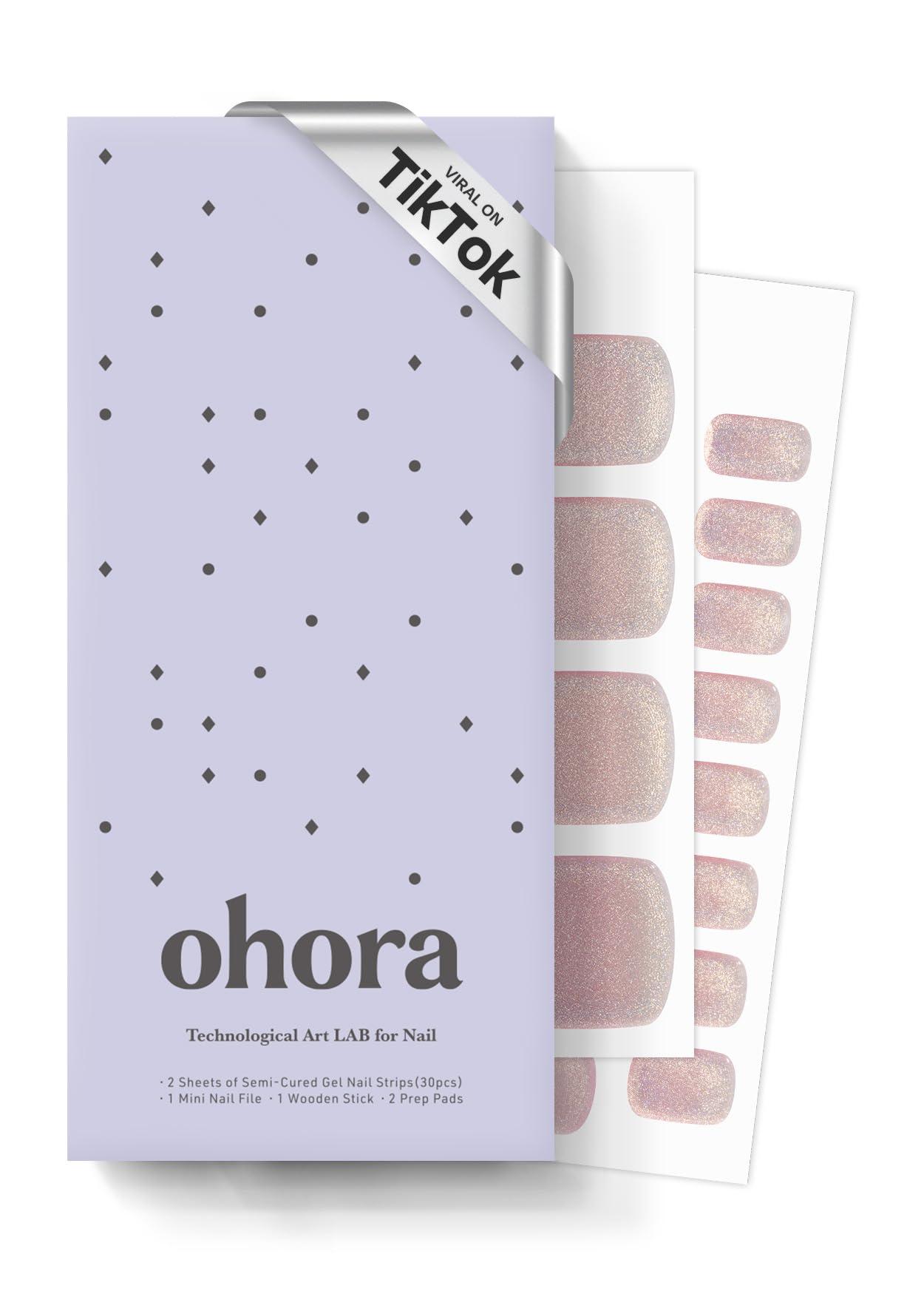 ohora semi-cured gel pedi strips rosy chrome pack for at-home salon-grade nails
