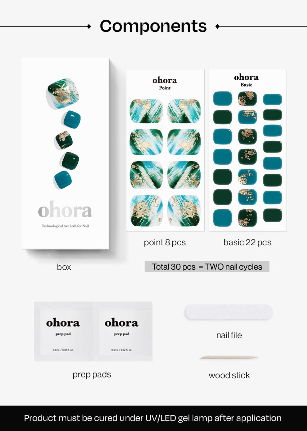 ohora Semi-Cured Gel Pedi Strips UV lamp cure for long-lasting finish