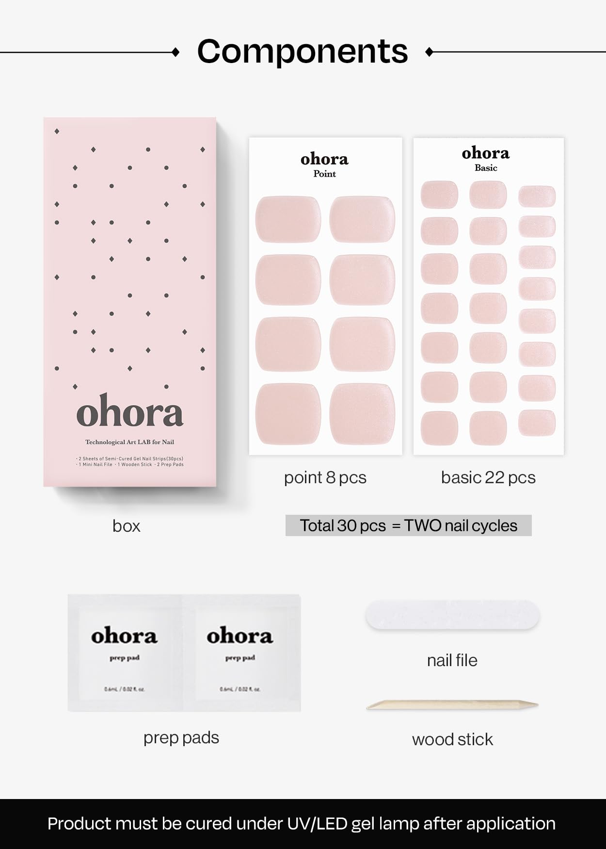 ohora Semi Cured Gel Pedi Strips waterproof top layer offers lasting shine