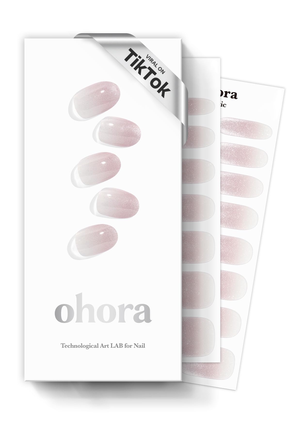 ohora Semi Cured Gel Nail Strips N Glossiest bottle closeup showing premium shine