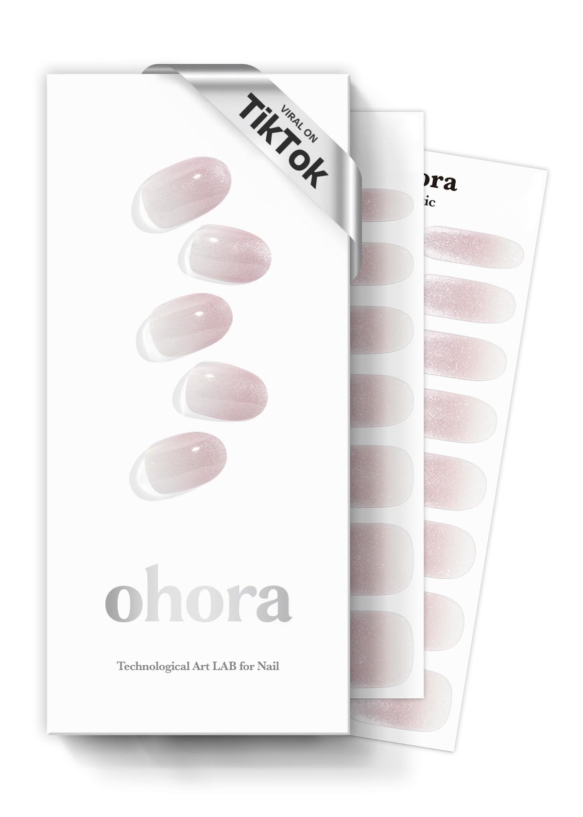 ohora Semi Cured Gel Nail Strips N Glossiest bottle closeup showing premium shine