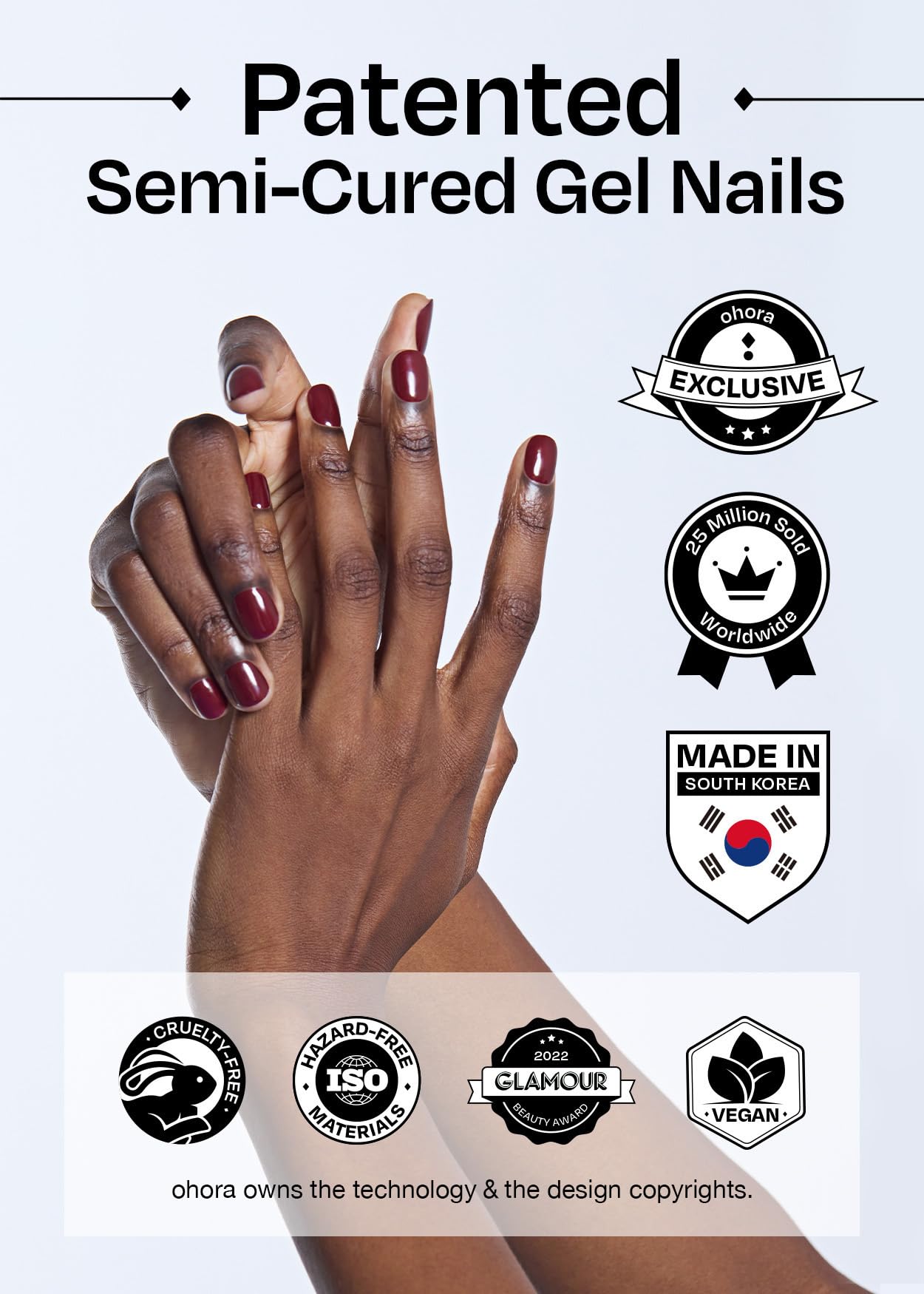 ohora Semi Cured Gel Nail Strips N Glossiest glossy finish on nails for salon-quality look