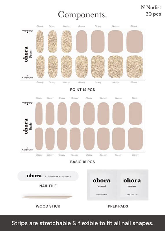ohora semi cured gel nail strips N Nudist waterproof top layer wear