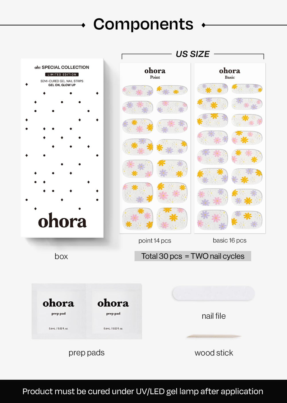 ohora Daisy Disco close-up edge design showing chip-resistant shine