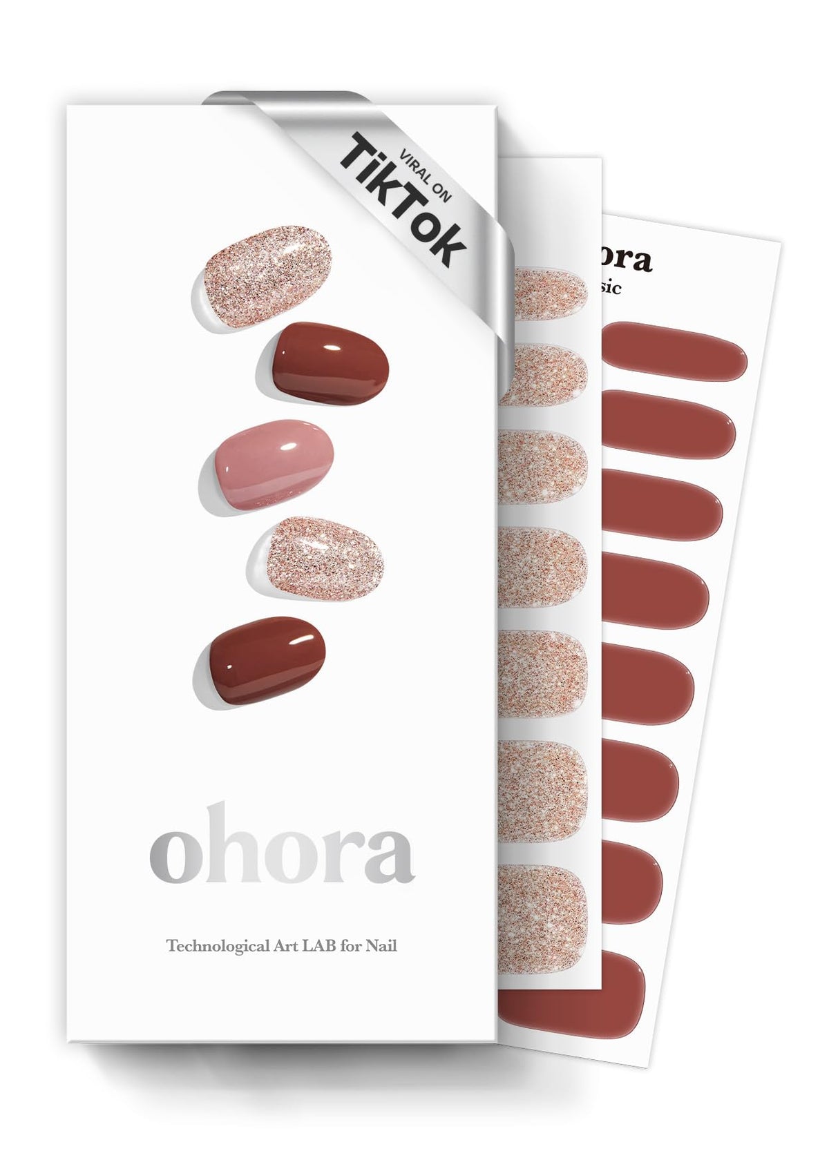 ohora Heimish brown glitter pack nail strips for salon-quality at-home style