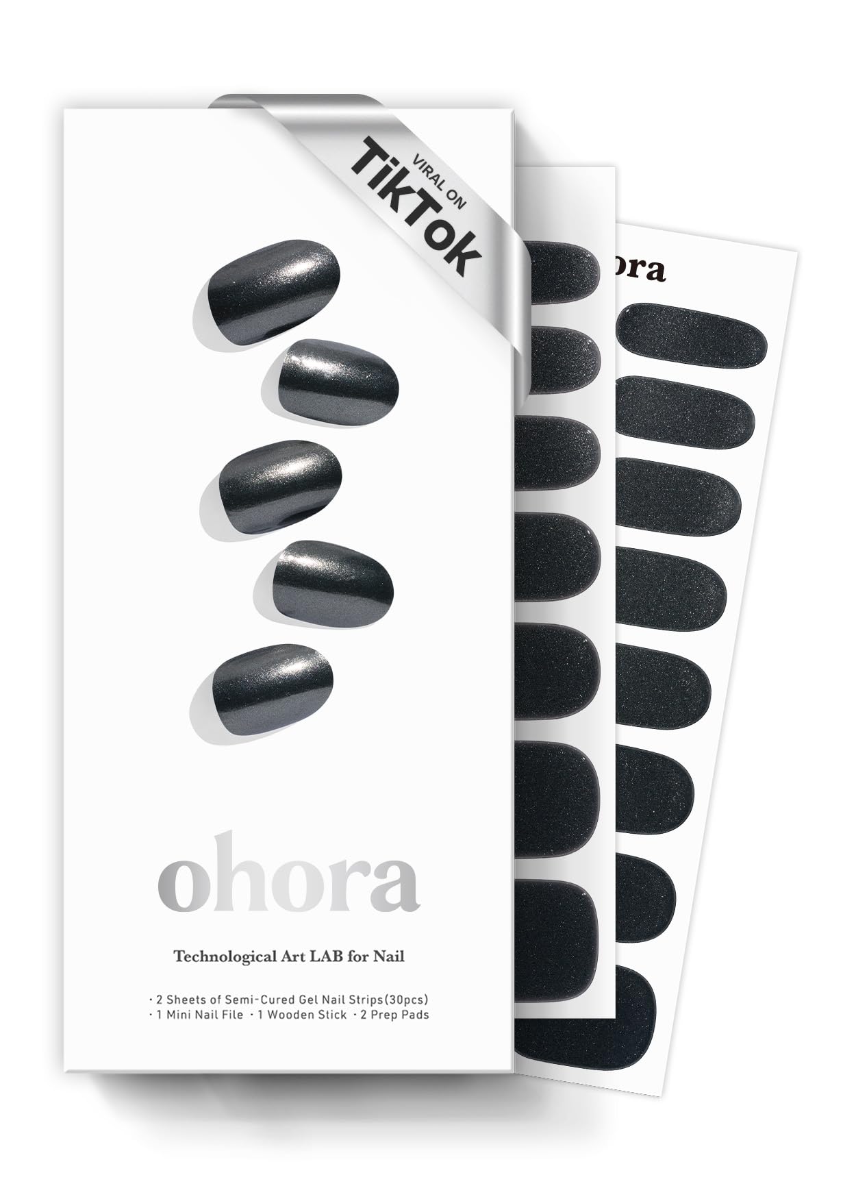 ohora semi cured nail strips n-boba chrome pack close-up salon-ready shine