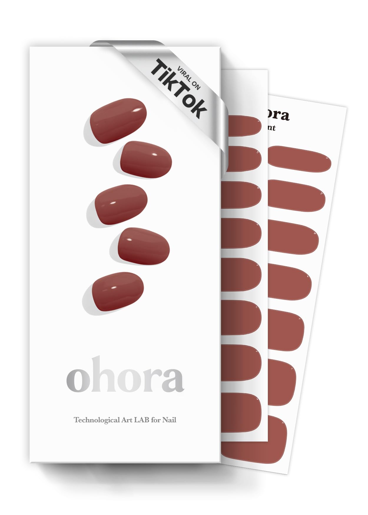 ohora semi cured nail strips n brick pack closeup for quick salon-like nails.