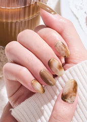ohora semi-cured nail strips n cafe creme close-up wraps highlights flexible fit for many nail shapes