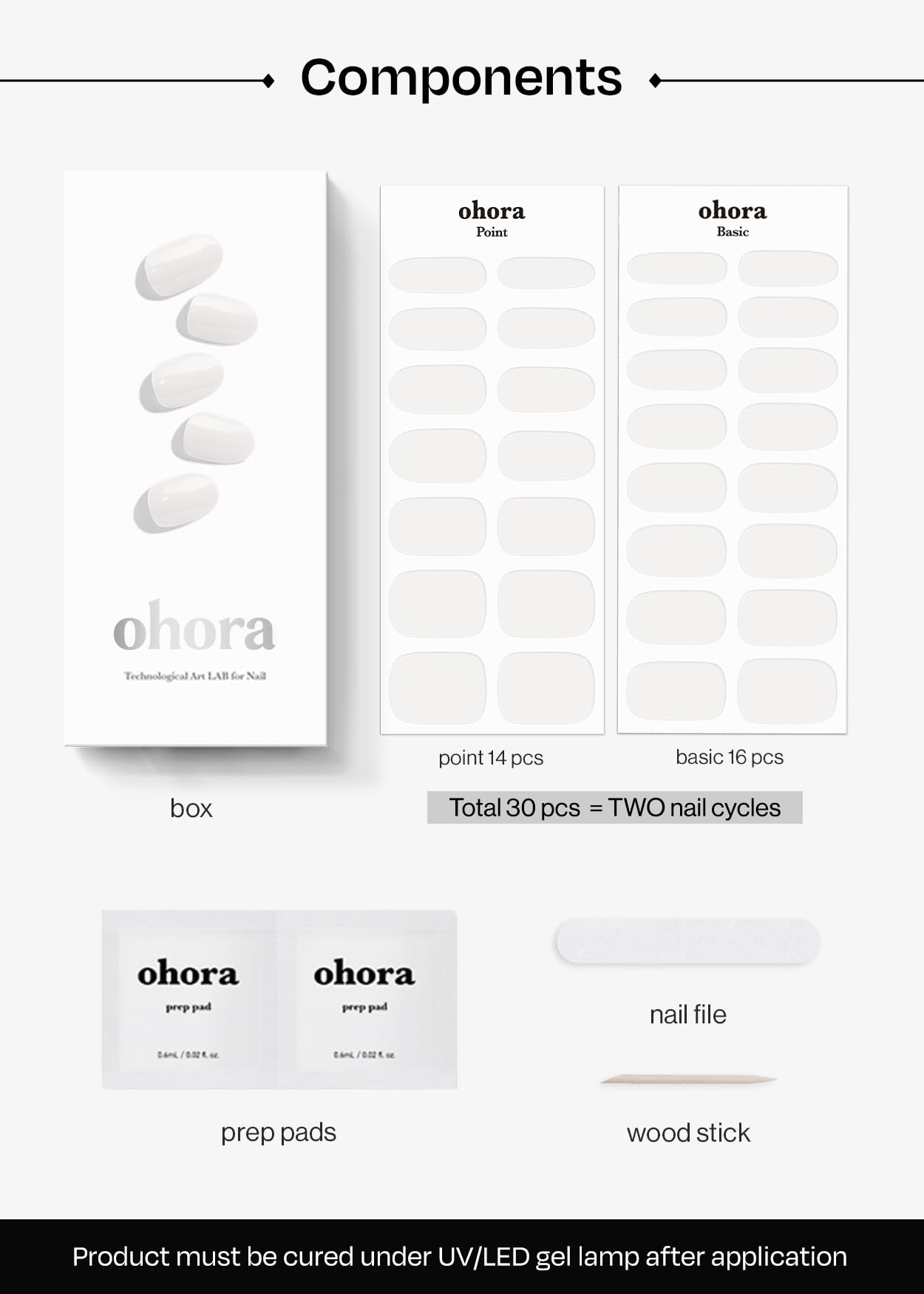 Ohora N Clean White wooden stick for precise cuticle work.