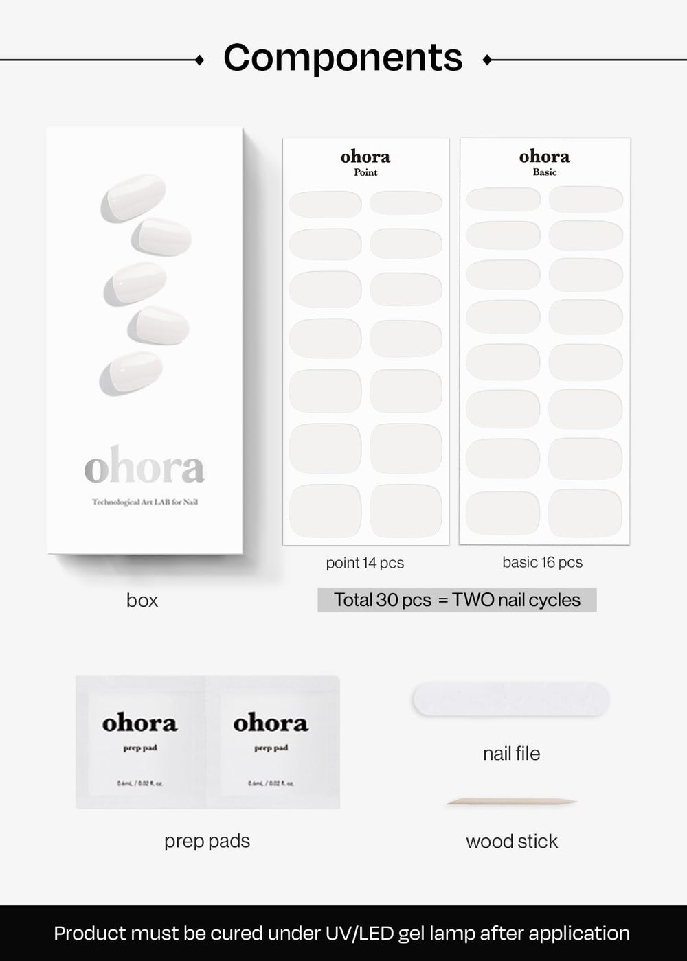 Ohora N Clean White wooden stick for precise cuticle work.