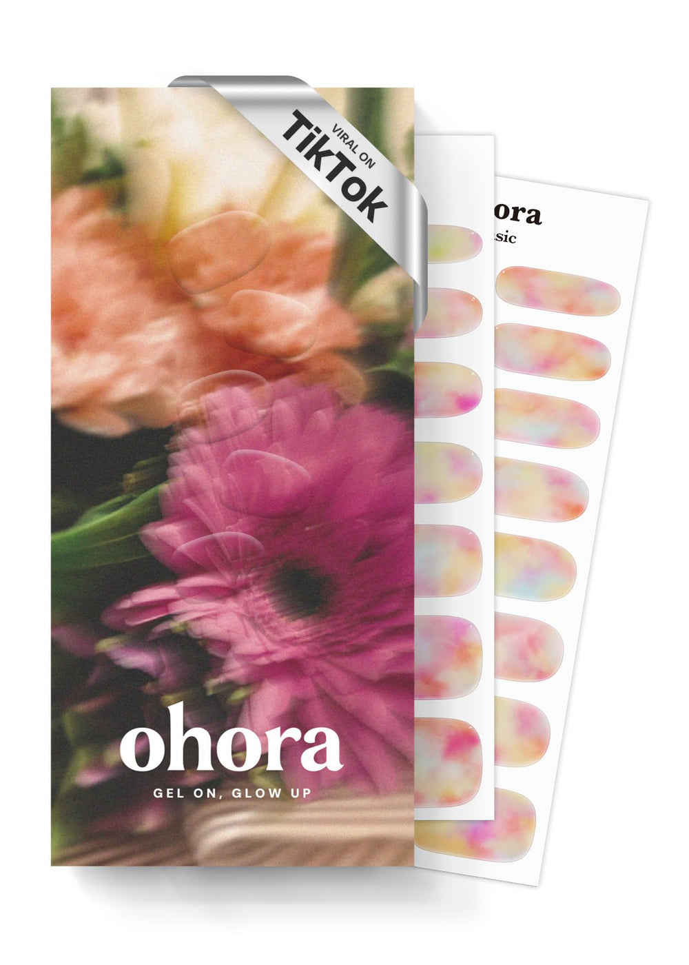 ohora semi-cured nail strips floral fantasy rainbow ombre for a long-lasting manicure