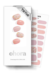 ohora semi-cured nail strips n-lazy-sunday pack showcases pink patterns for easy at-home manicures