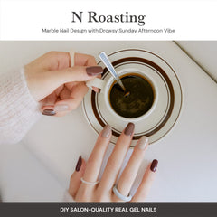 ohora semi cured gel nail strips n-roasting application closeup demonstrates easy alignment