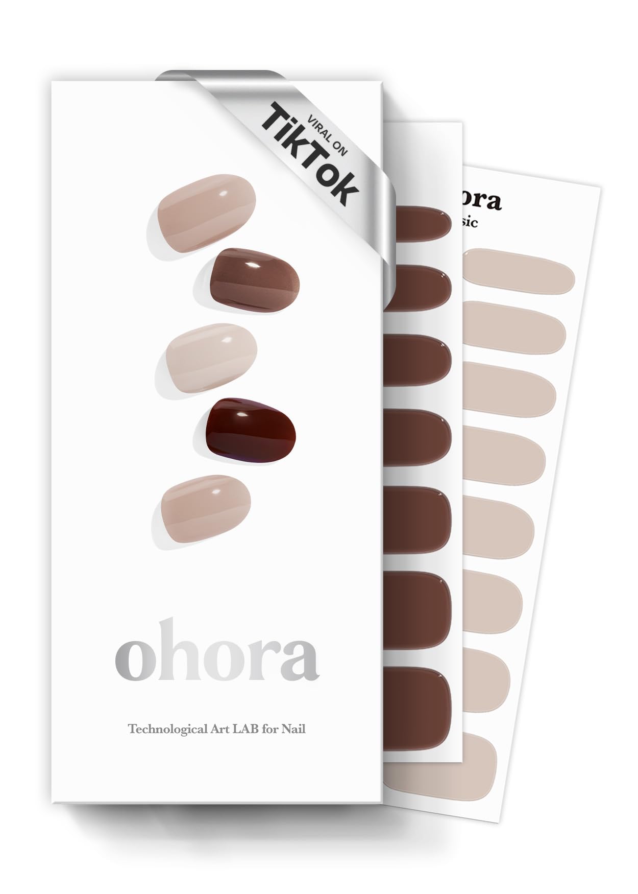 ohora semi cured gel nail strips n-roasting brown swatches show warm salon-ready color