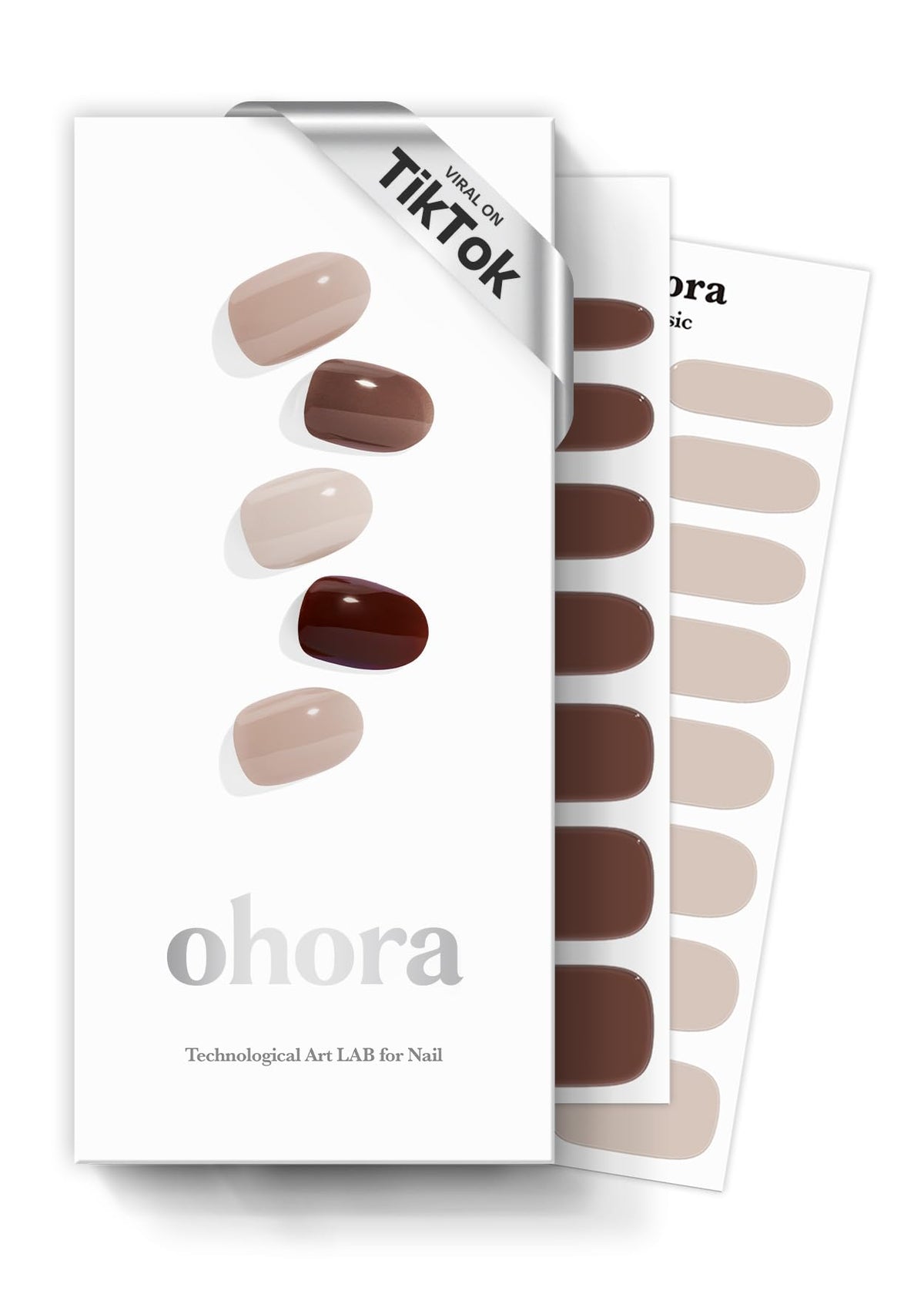 ohora semi cured gel nail strips n-roasting brown swatches show warm salon-ready color