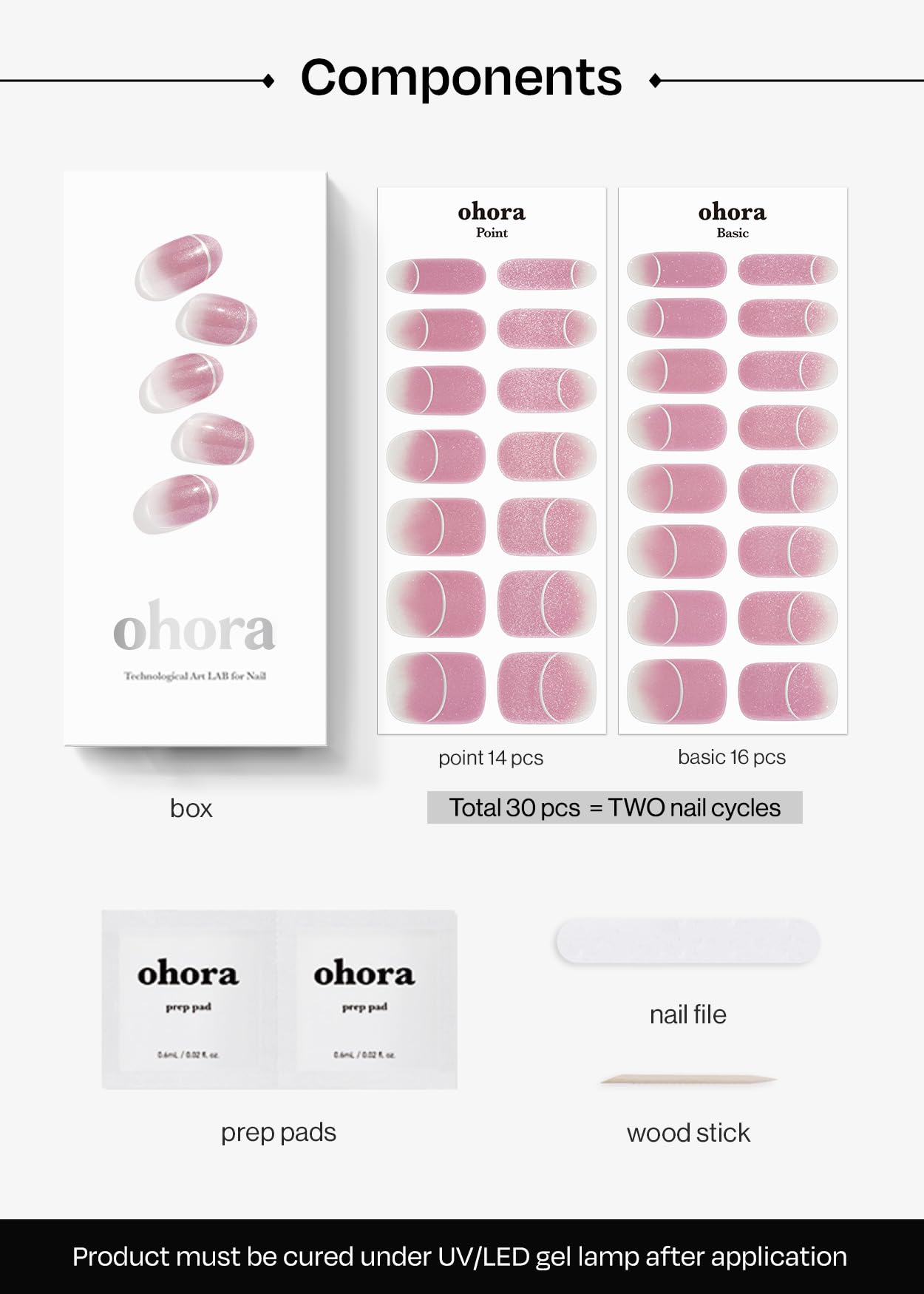 ohora semi cured nail strips nm uv-lamp curing enables durable at-home results