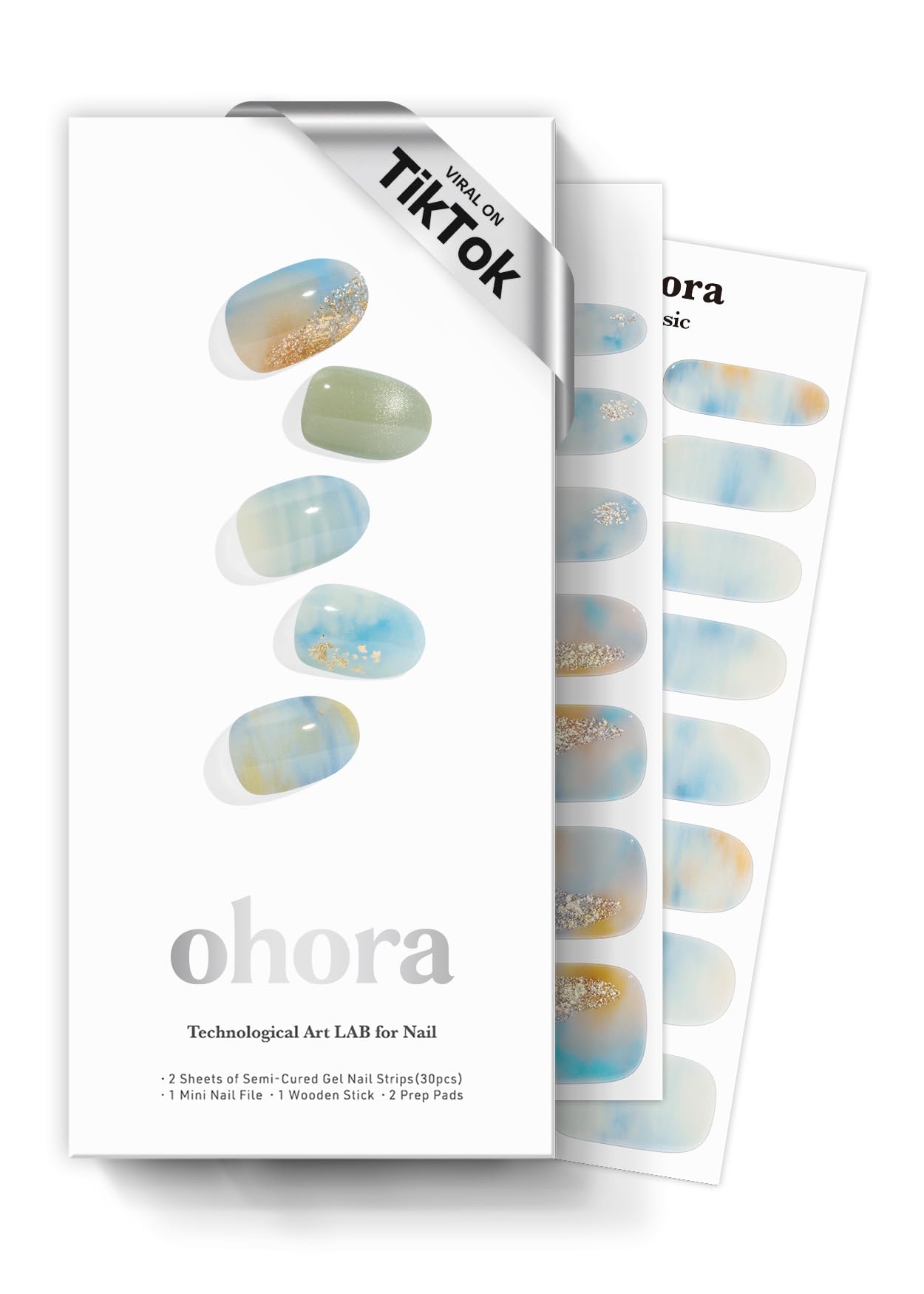 ohora Semi Cured Gel Nail Strips veil packaging shows at-home kit convenience