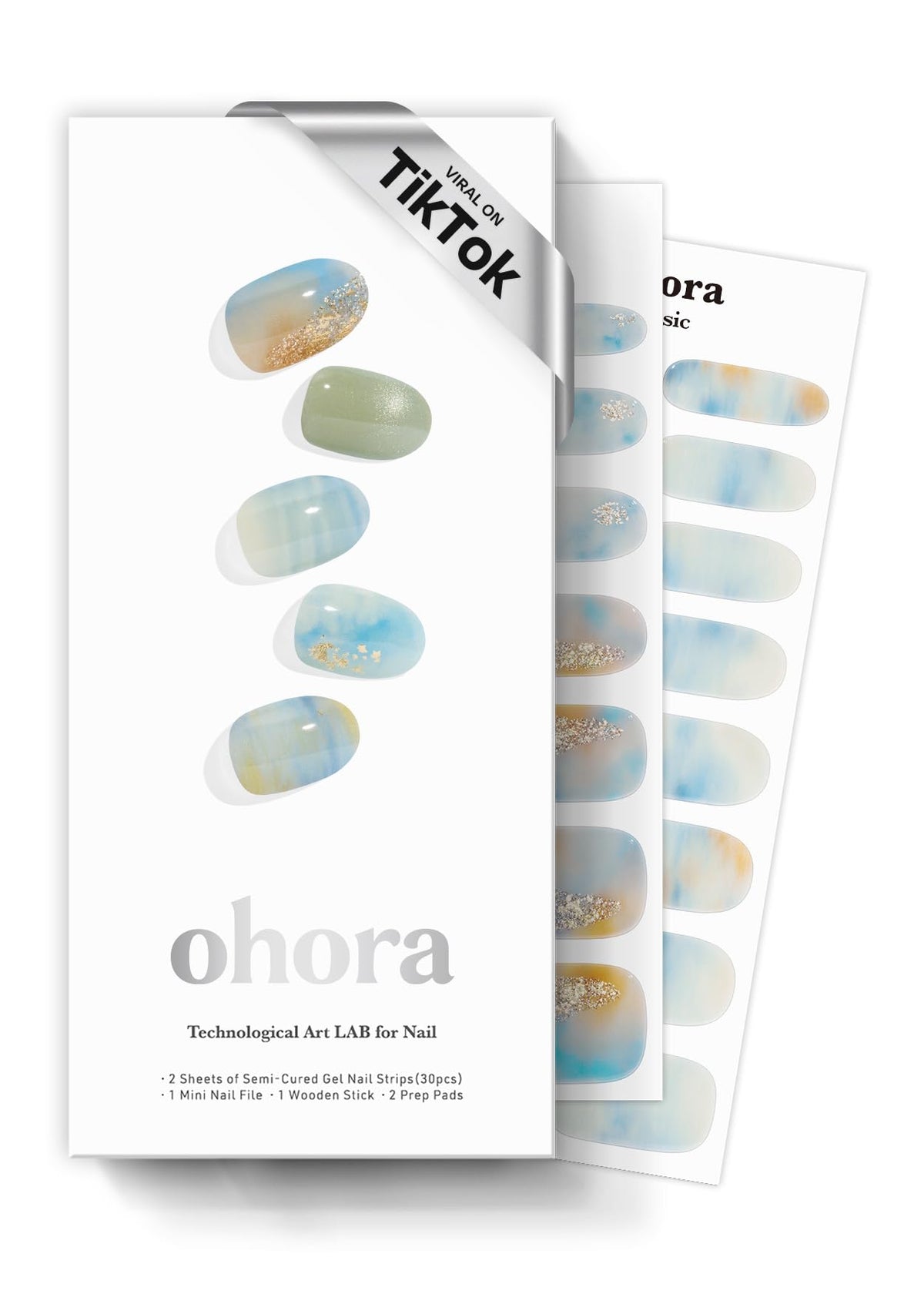 ohora Semi Cured Gel Nail Strips veil packaging shows at-home kit convenience