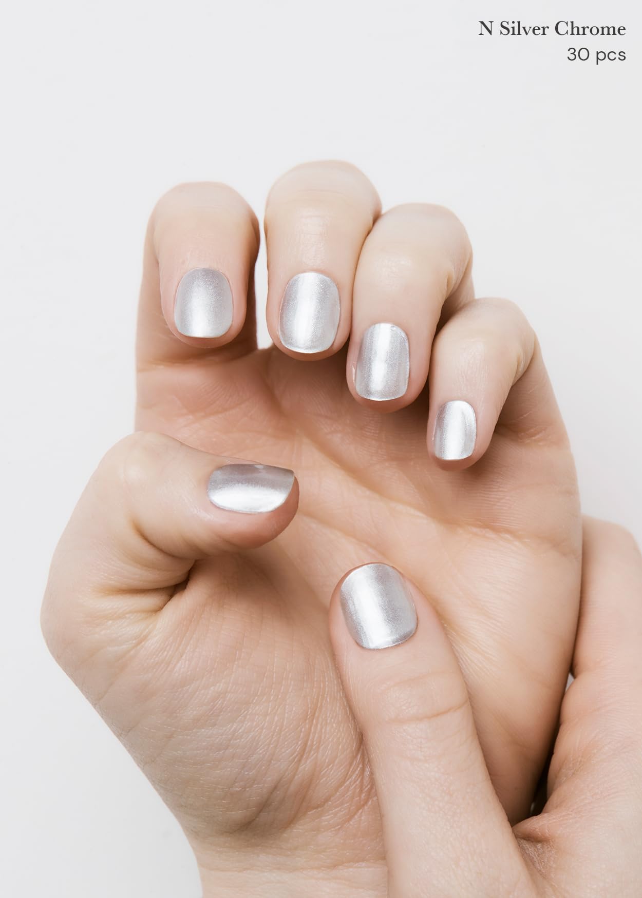 ohora silver chrome finished nails with glossy durable look